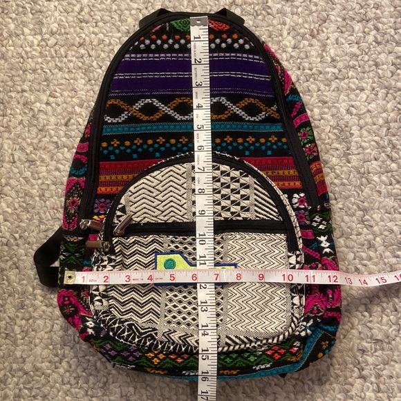 Boho backpack multicolor with black adjustable straps - Picture 8 of 9